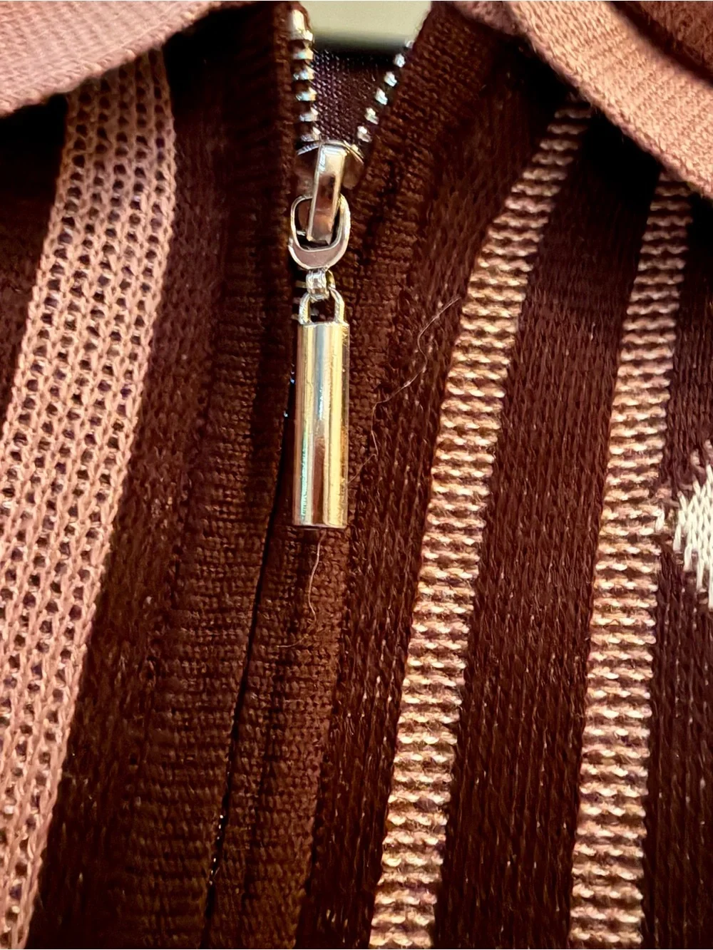 Stacy Adams Oxblood and Cream Geometric Zip-Up Men's Sweater
